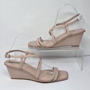 Caslon Sandals Womens Size 10 Pink Leather Paola Wedges Strappy Slingback Heels